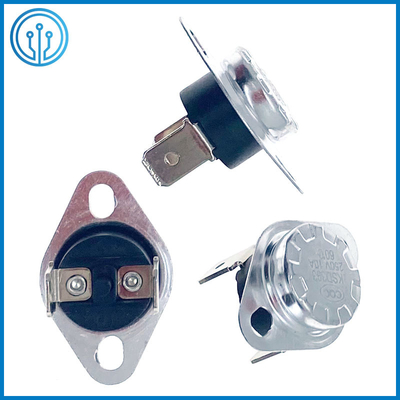 6.3mm Vertikal Bimetal Thermostat Switch 10A 250V 60 Derajat NC Manual Reset